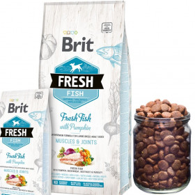 Холистична храна Brit Fresh Fish with Pumpkin Adult Large Muscles & Joints за кучета от големите породи, с прясна риба и тиква